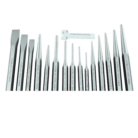 K-Tool International Punch/Chisel Set In Kit Bag, 15 pcs. KTI-72901K